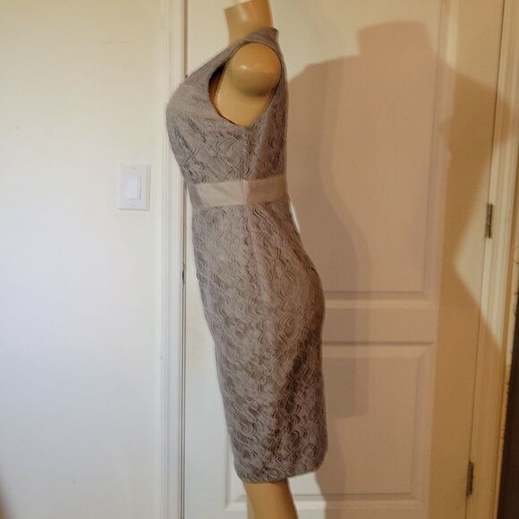 BRAND NEW WOMEN"S JAX SLEEVELESS GREY LACE ZIP-BACK COCKTAIL DRESS - Picture 10 of 13